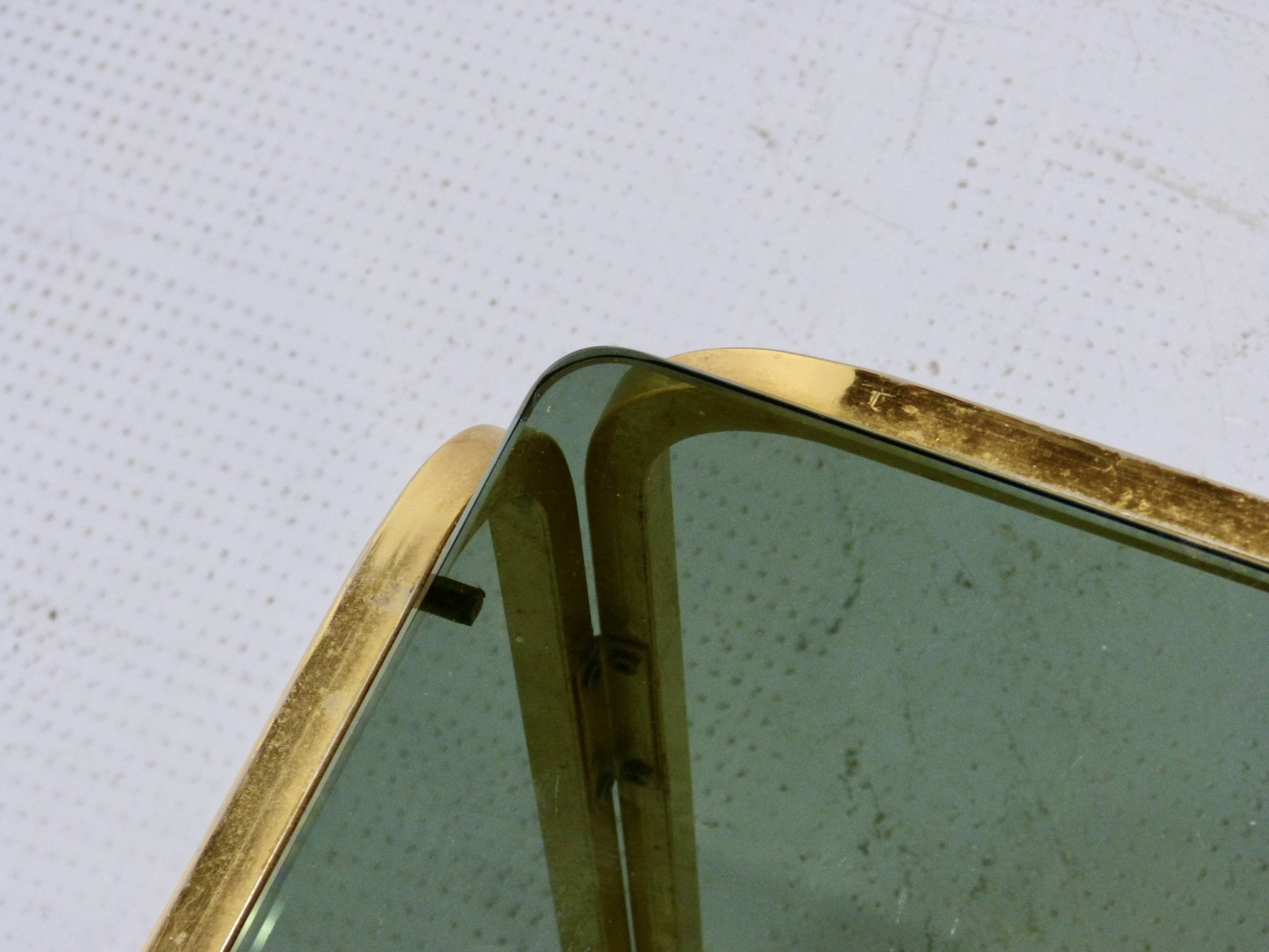 Midcentury Italian Brass And Smoked Glass Coffee Table