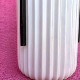 LAMP/IRON SUSPENSION FORGED OPAQUE WHITE GLASS CYLINDRICAL TUBE