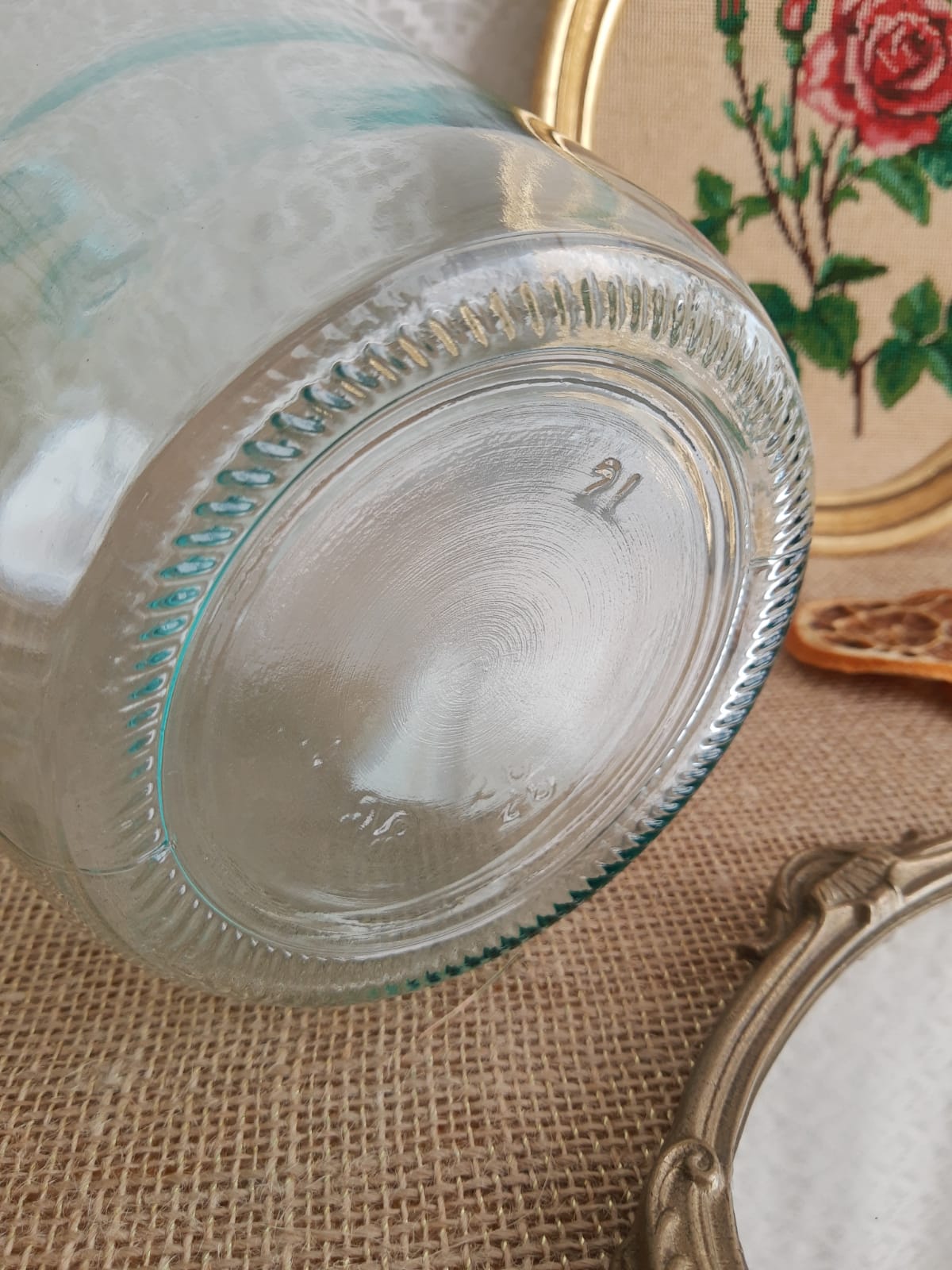 Demijohn in vintage transparent glass