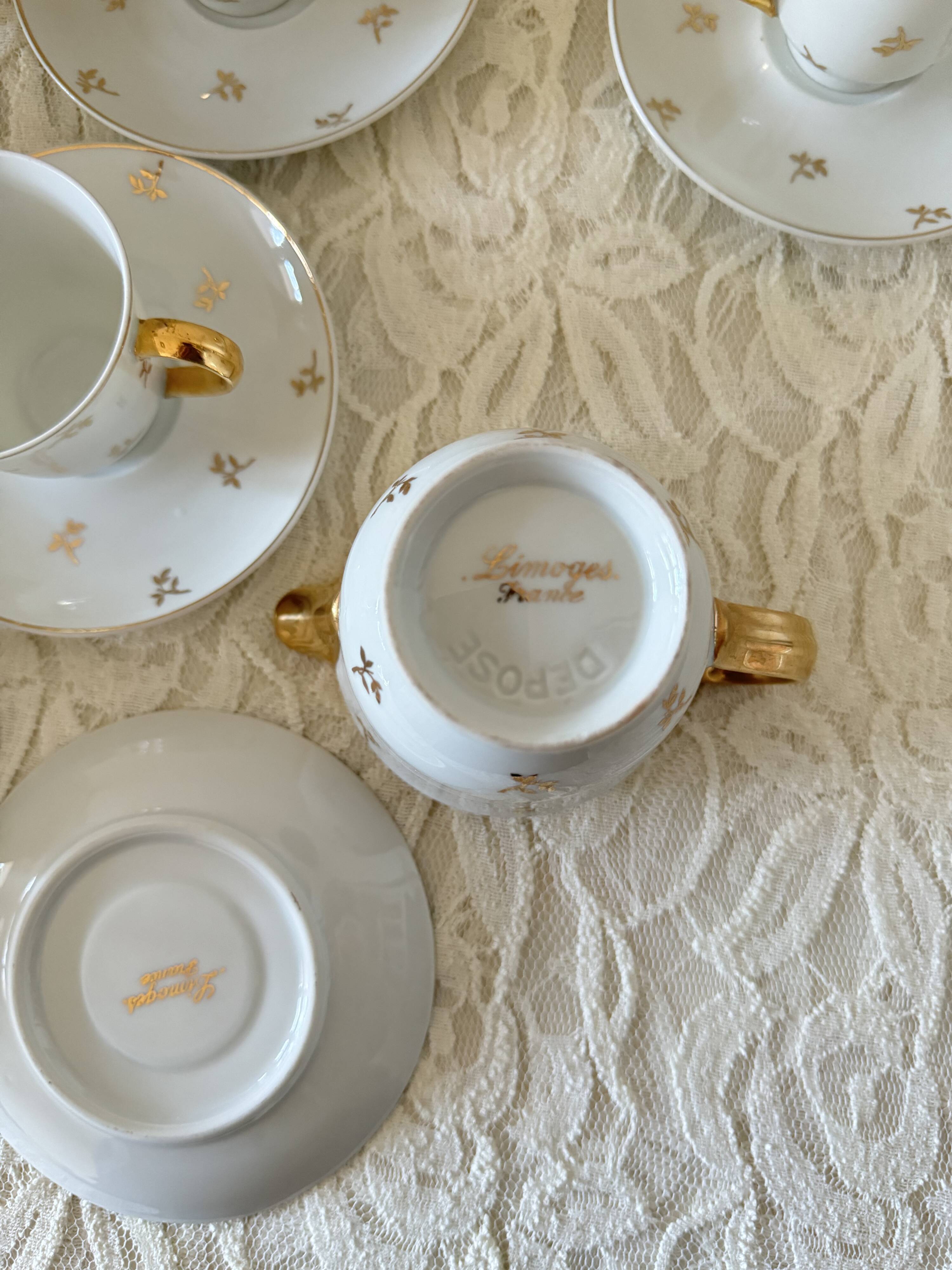 Vintage Limoges porcelain gold coffee set – 15 pieces