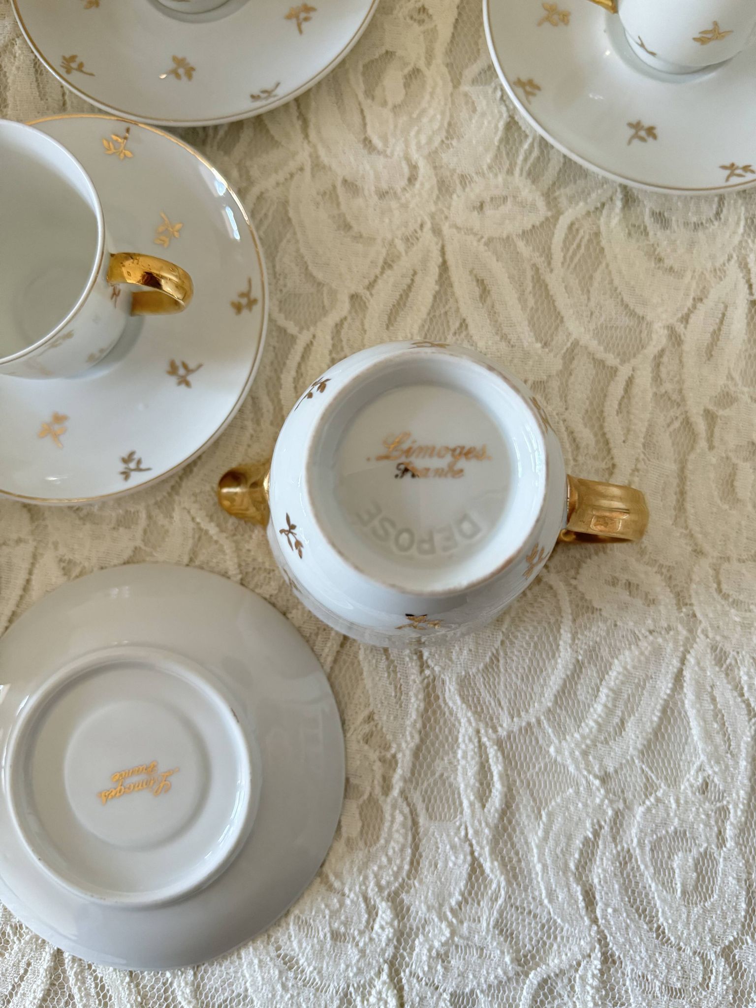 Vintage Limoges porcelain gold coffee set – 15 pieces