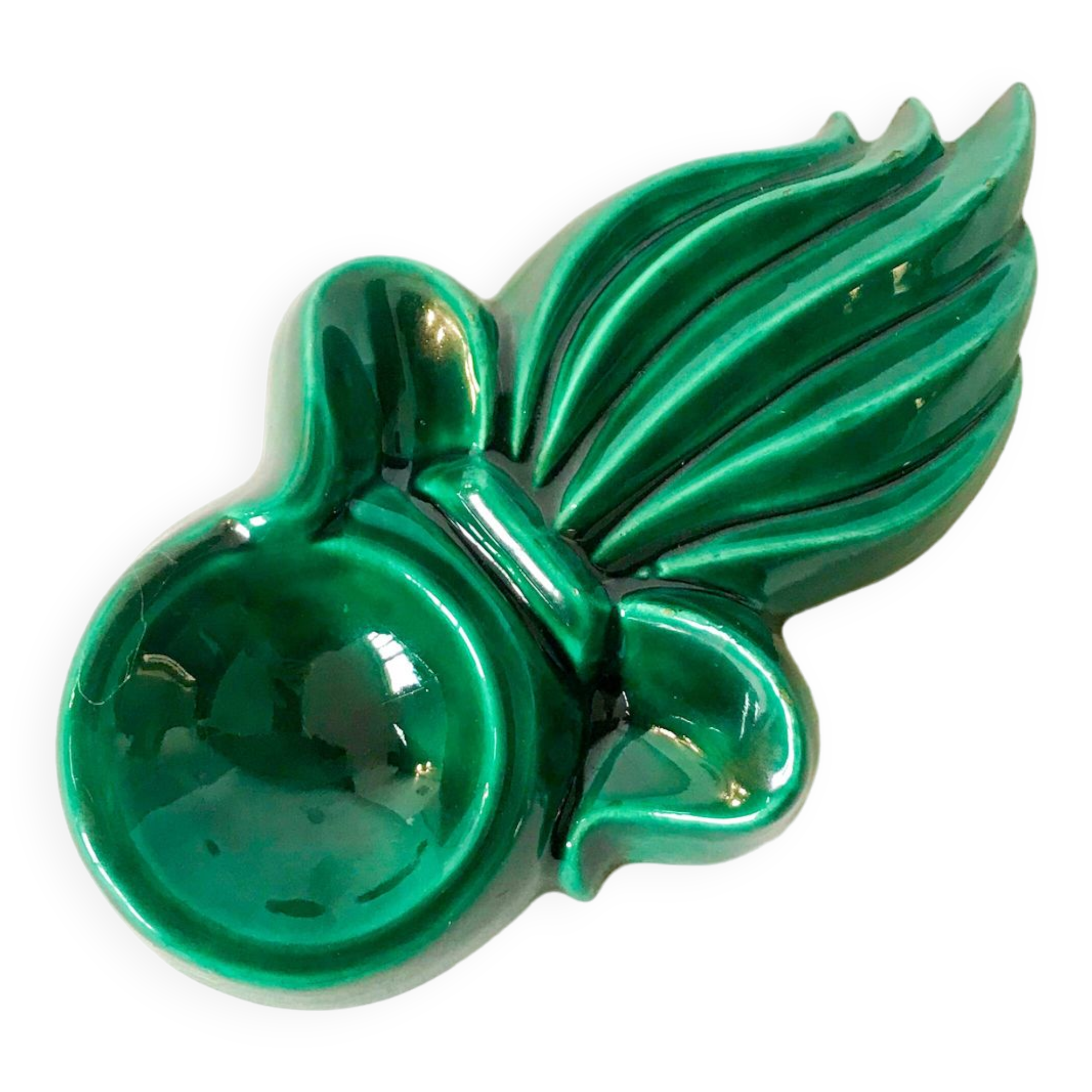 green and gold ceramic ashtray from the 60s