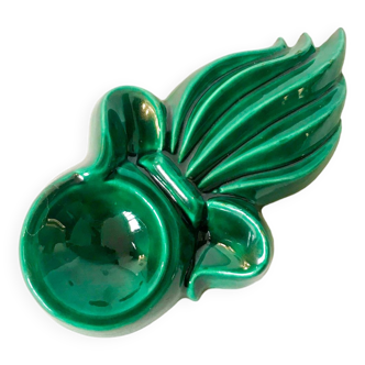 green and gold ceramic ashtray from the 60s