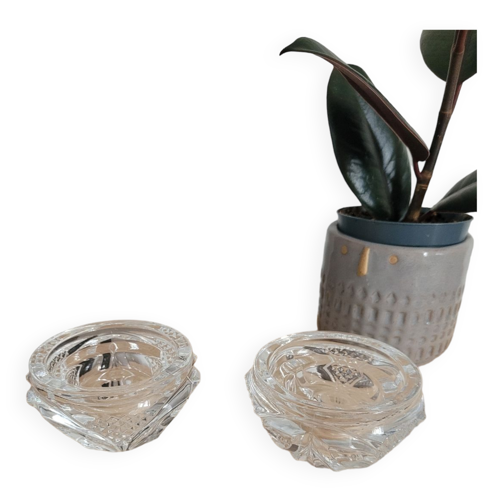 Set of two crystal candlesticks