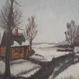 Painting „The Winterscape”, Scandinavian design, 1960s