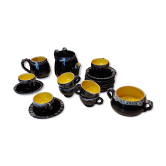 Vallauris coffee service, black and yellow 1960