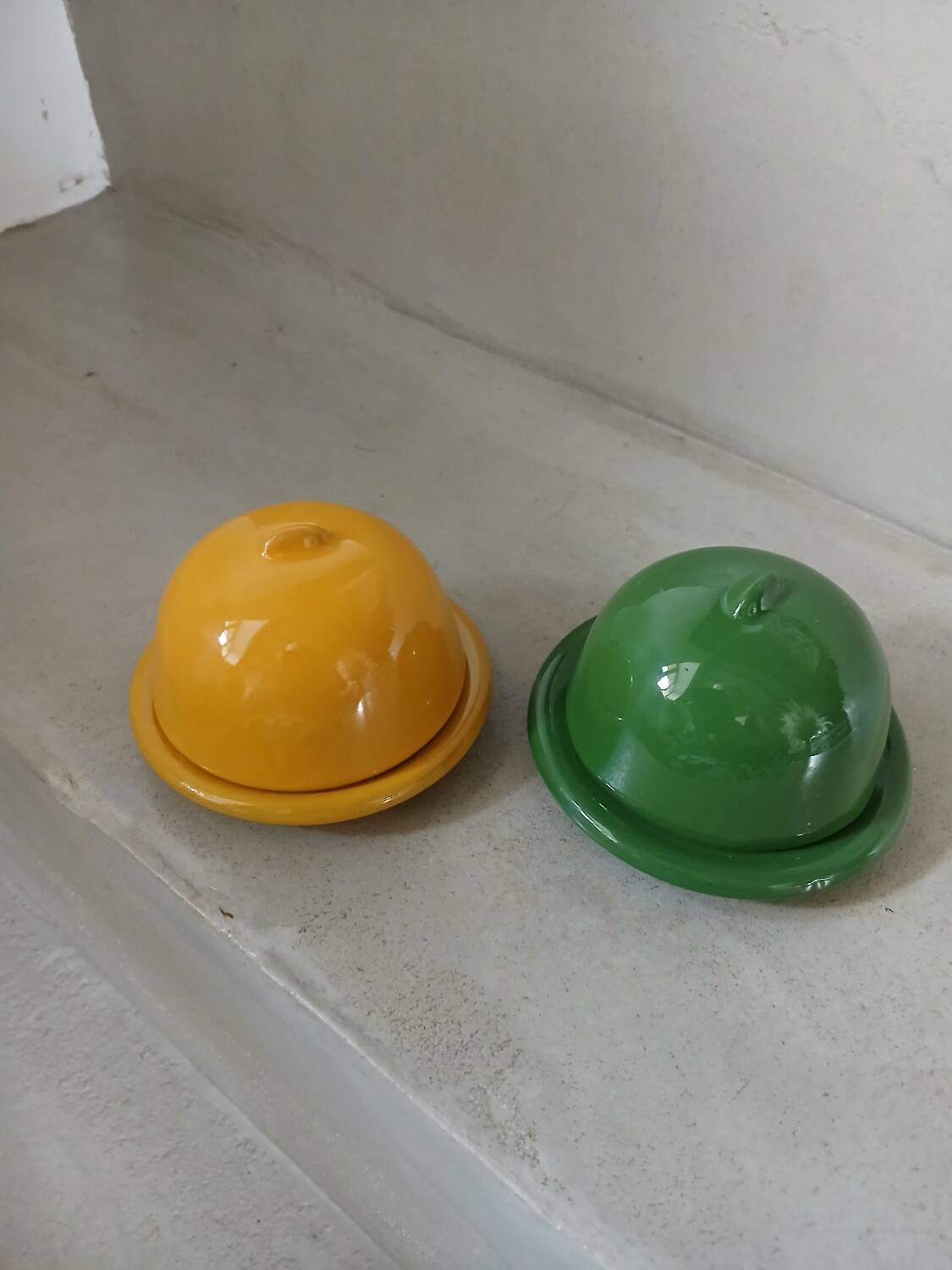 2 mini ceramic butter dishes