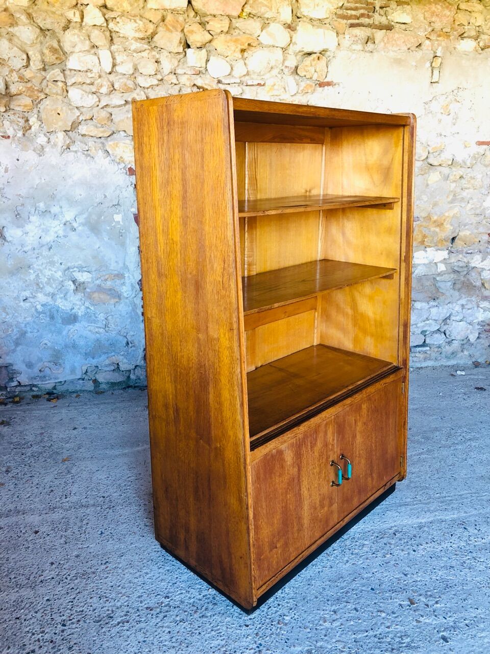 Vintage oak wall storage unit circa 50s