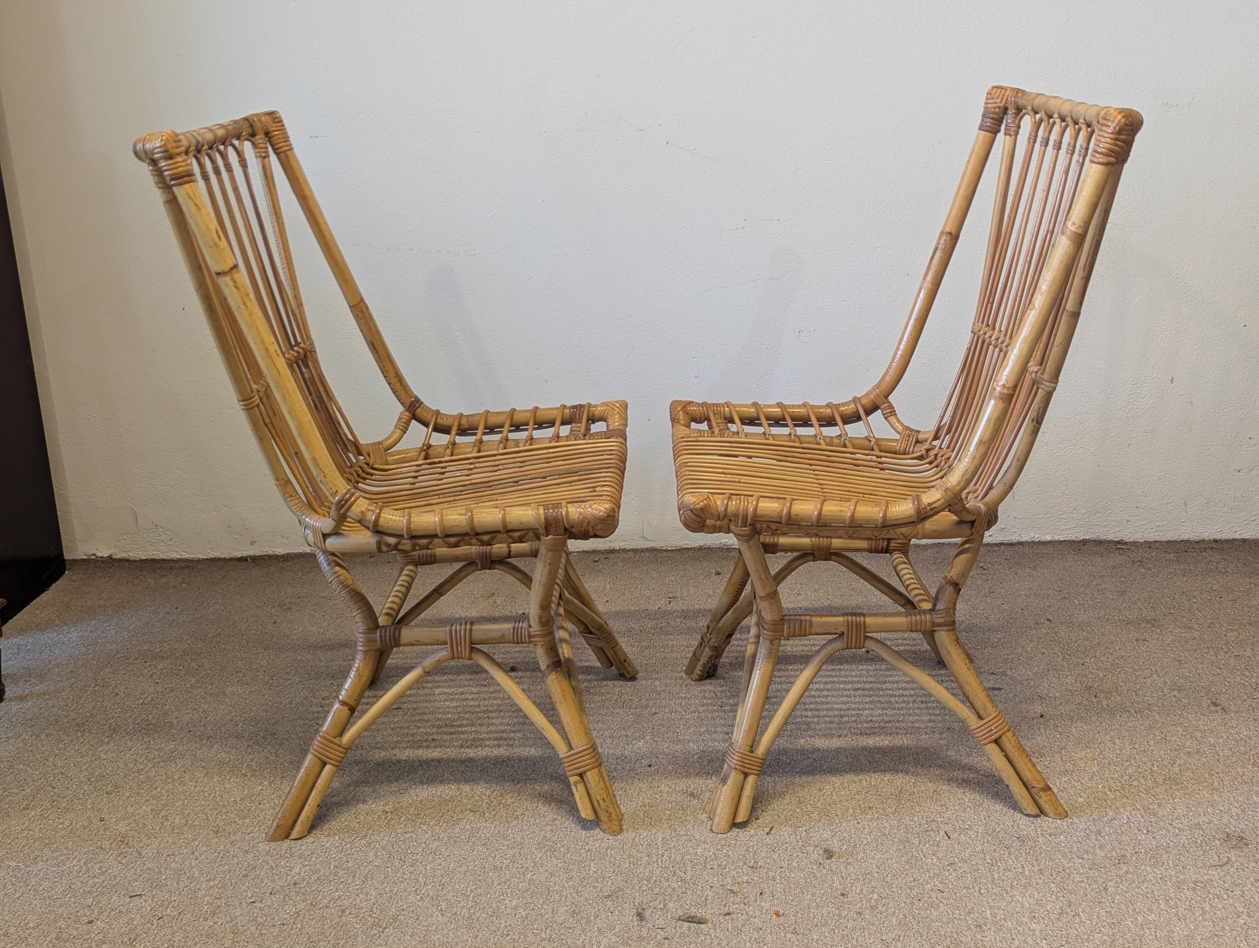 Pair of vintage rattan chairs – 1960s-1970s