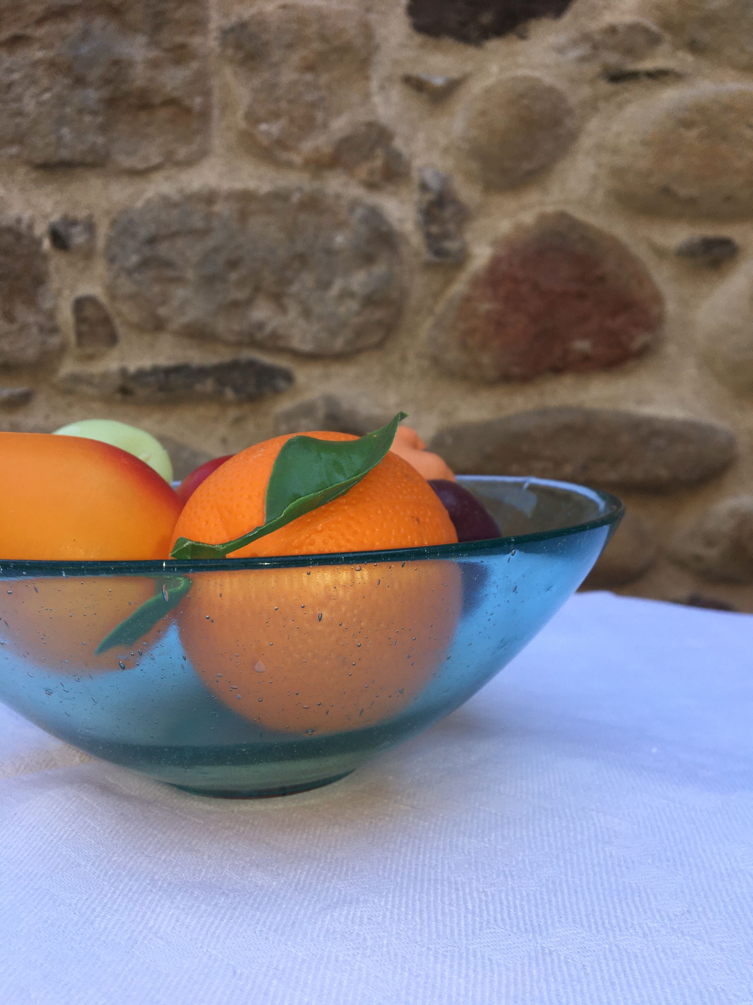 Antique bubbled blown glass salad bowl