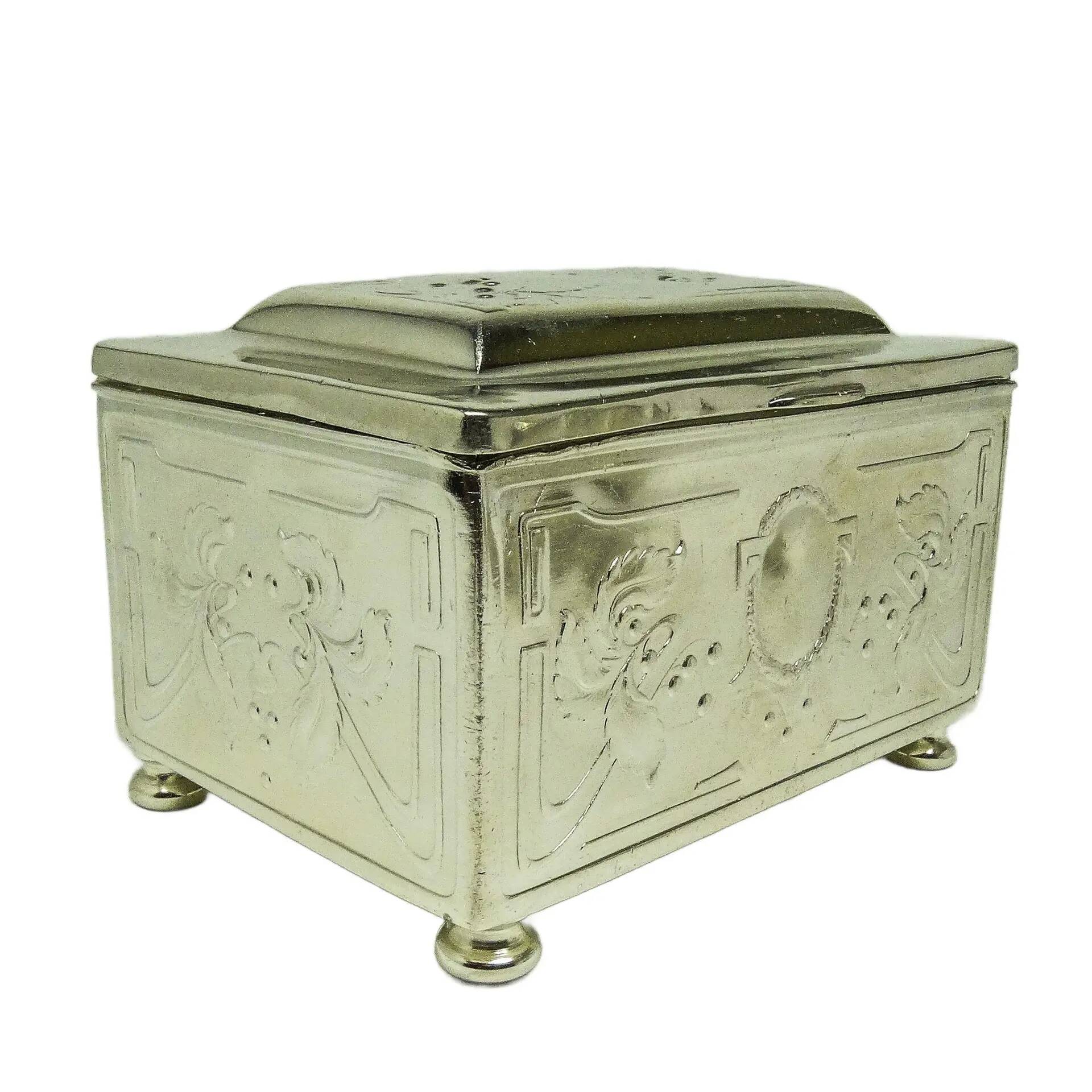 Sugar bowl, Art Nouveau, silver-plated brass, Poland, early 20th century