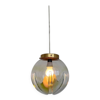 Set of three brass and artglass Murano pendants - Italy, 1970s