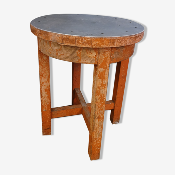 Oak and metal stool