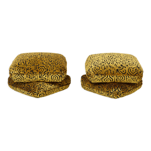 Paire de poufs motifs - velours