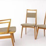 Set of 3 Vintage Beechwood Chairs, 2 Side & 1 Armchair, 1970s, Germany