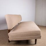Large sofa, daybed, Scandinavian in teak and new fabric 1960.