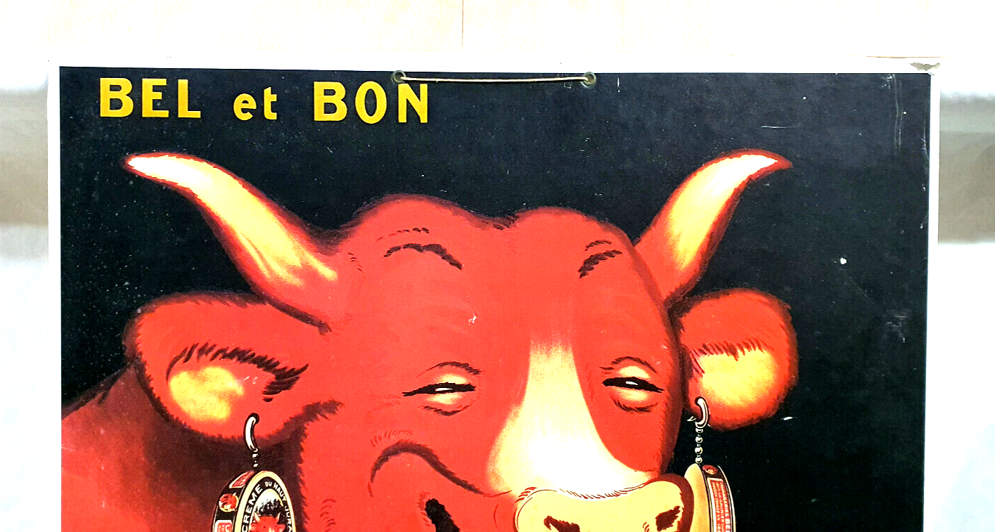 ancienne affiche 46x66 cartonné publicitaire vache qui rit benjamin rabier édition clouet