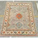Modern Hand-Knotted Wool Area Rug for Living Room, Blue Geometric Medallion Design Carpet