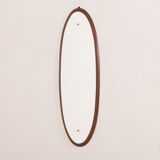 Italian mid-century oval, solid  mahogany frame mirror from the 60