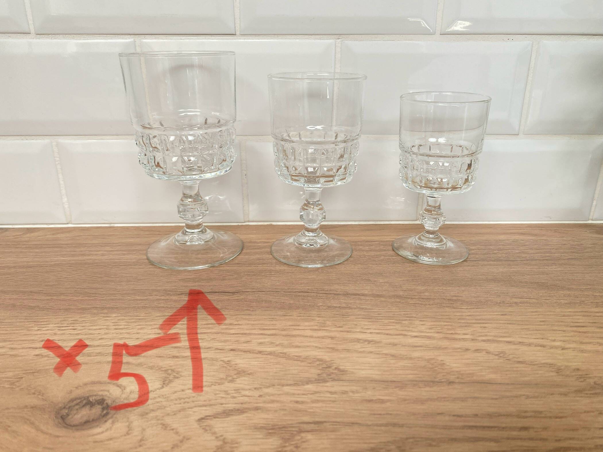 Set of 5 Luminarc Quadrille water glasses