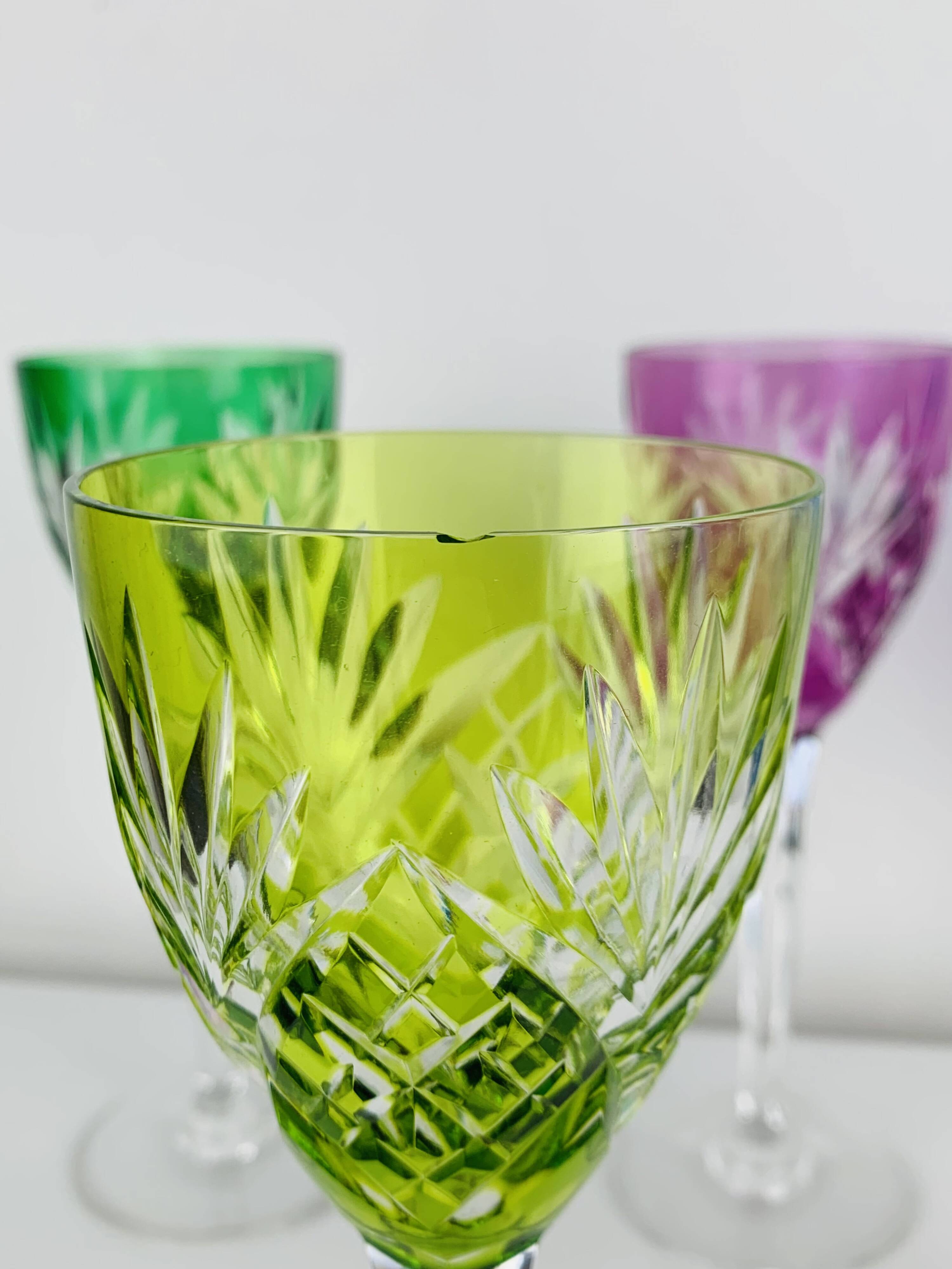 6 Roemer wine glasses, Saint-Louis crystal, Chantilly pattern