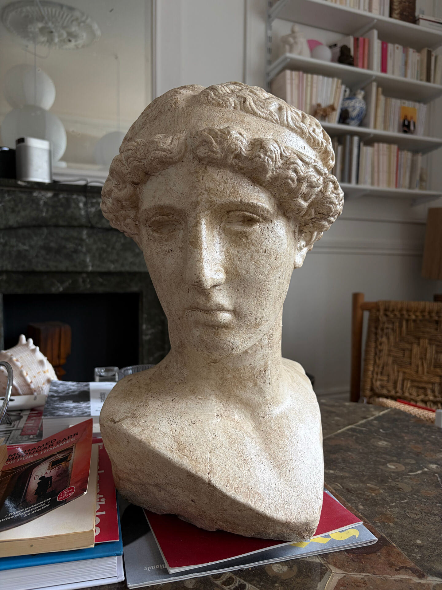 Male head bust in antique style