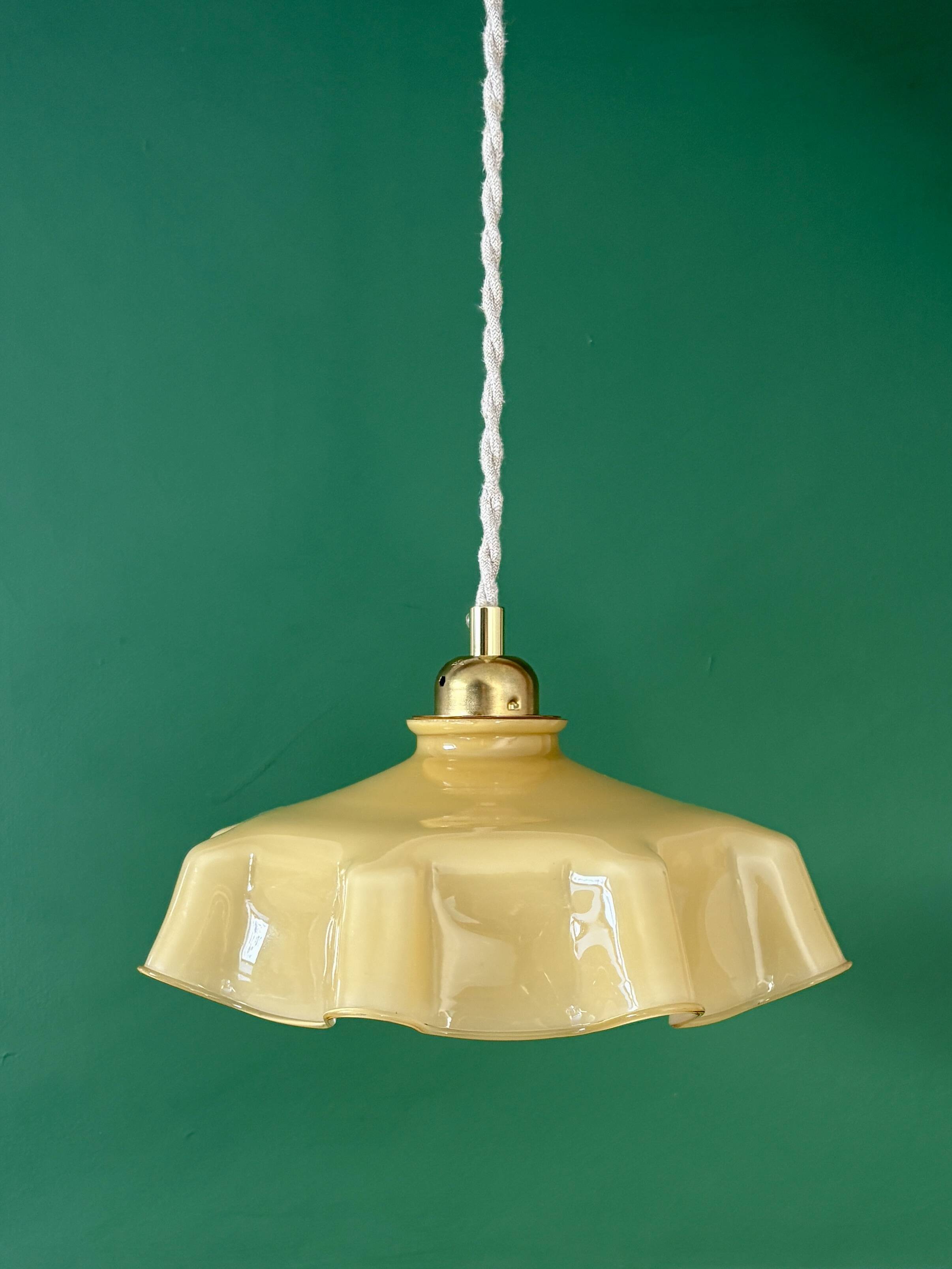Vintage yellow opaline pendant light