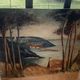 Painting on wood landscape by the water
