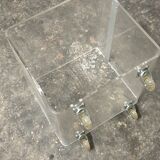 Vintage plexi coffee table with David Lange casters