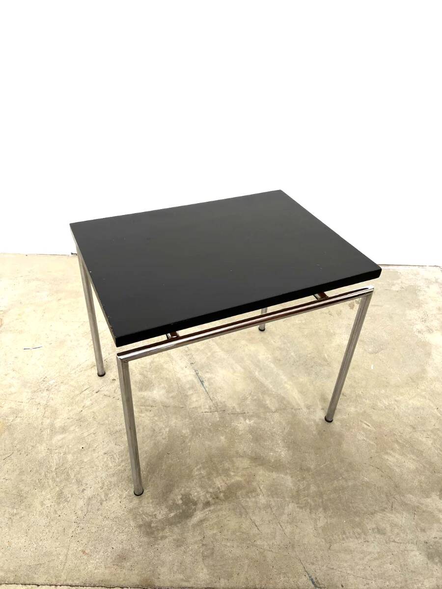 Vintage side table – Chrome and black – Netherlands 1960