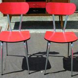 Red formica table and two chairs