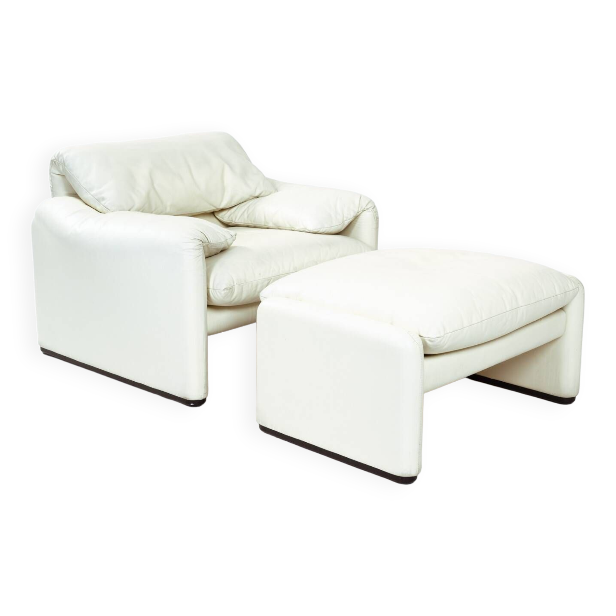 Chaise Maralunga de Vico Magistretti en cuir blanc