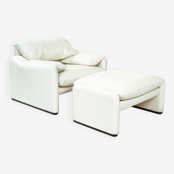 Chaise Maralunga de Vico Magistretti en cuir blanc