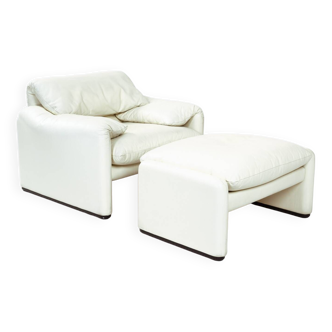 Chaise Maralunga de Vico Magistretti en cuir blanc