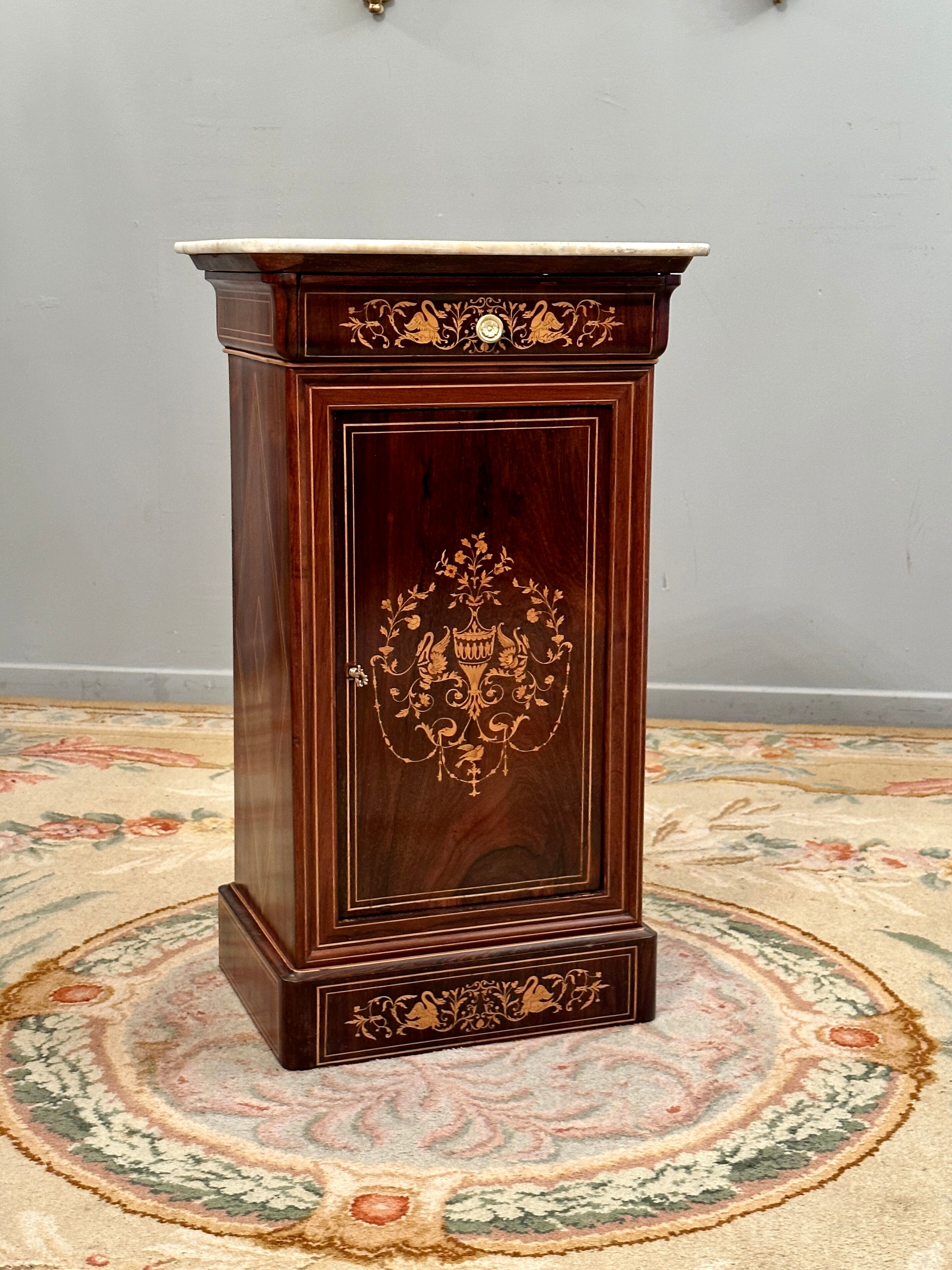 Bedside of the period Charles X in marquetry XIXth