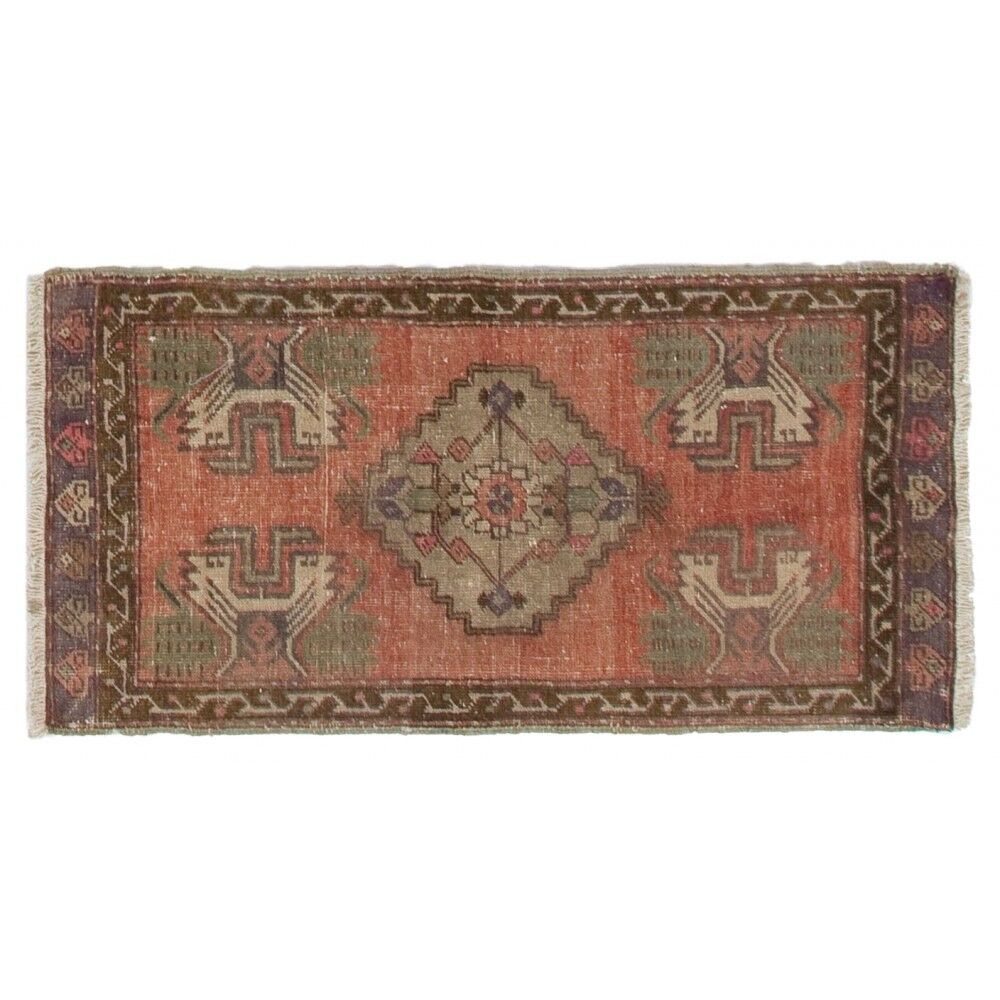 Vintage Small Rug. Turkish Seat Cover. Hand-knotted Door Mat. Entryway Rug. Kitchen Mat