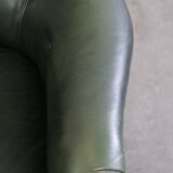 Green Cowhide Leather Chesterfield Armchair in Classic English Style