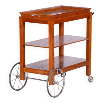 Restored ArtDeco Walnut Trolley, Revived Polish, France, 1920s