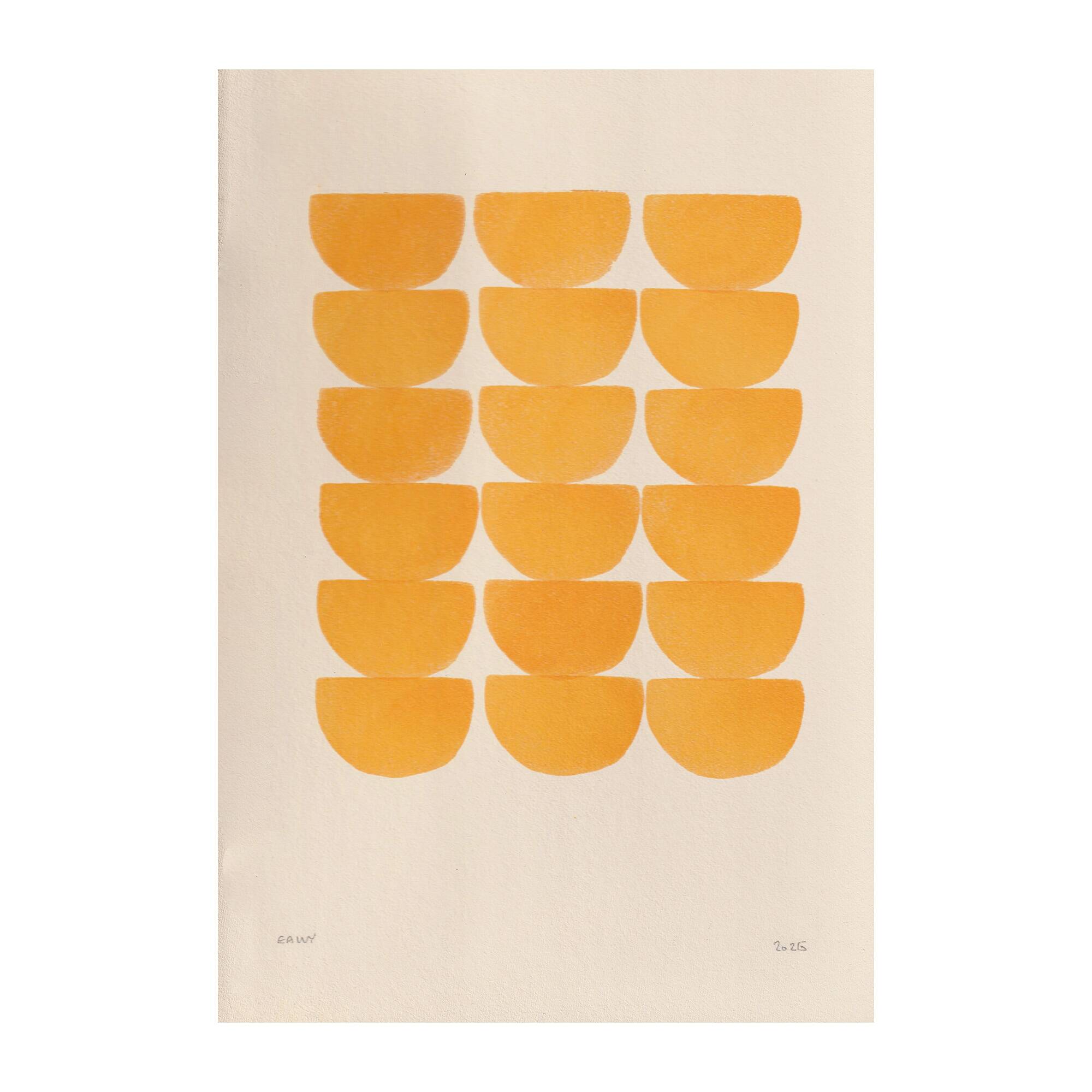 collection of 4 yellow abstract paintings signed Eawy