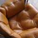 Jangada lounge chair with ottoman in cognac leather by Jean Gillon, Brazil, 1960s