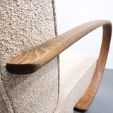 1930 Jindrich Halabala Bentwood Armchair in Beige Buckle