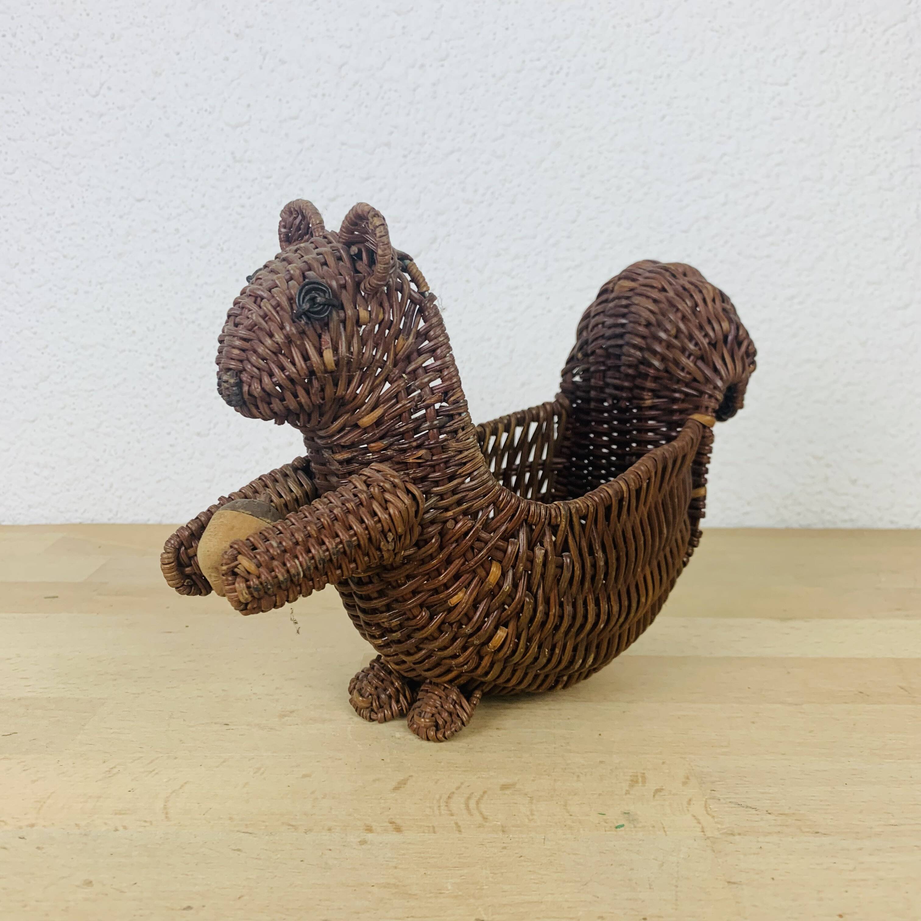 Vintage squirrel wicker basket