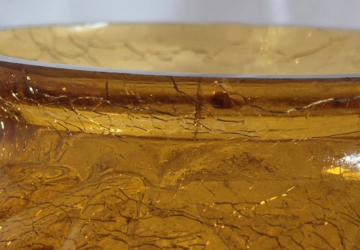 Art Deco Vase in Cracked Amber Crystal