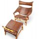 Lounge chair and footstool designed by Yuzuru Yamakawa rattan and bamboo