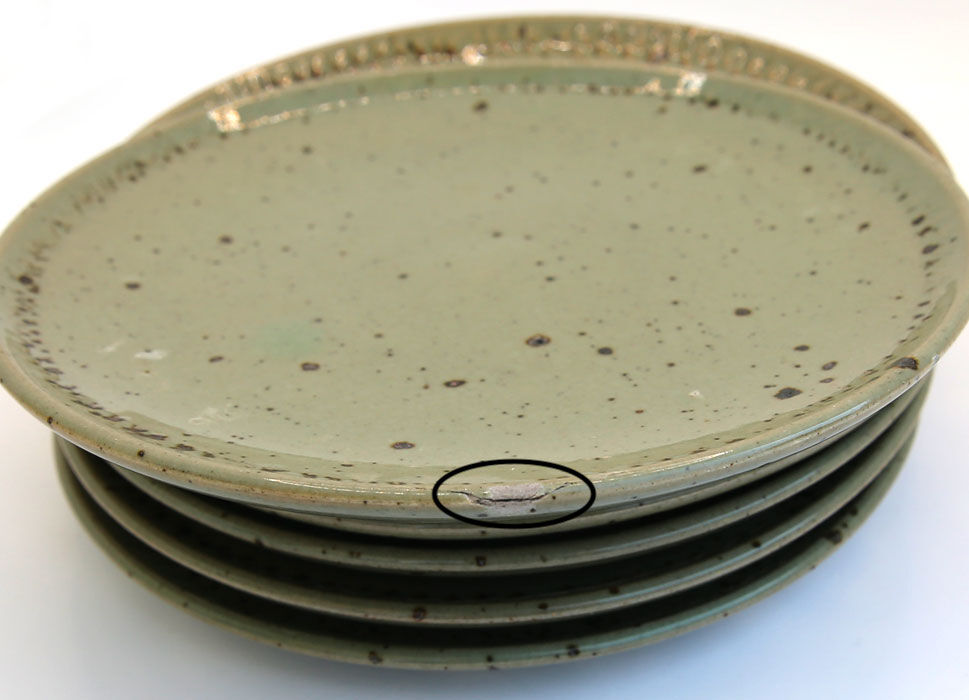 6 dessert plates in green grey sandstone