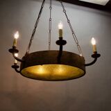 Art deco wrought iron chandelier with 6 lights