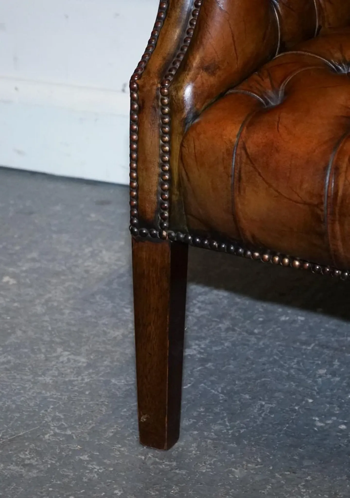 Chesterfield Porter Wingback Chair in Hand-Dyed Leather