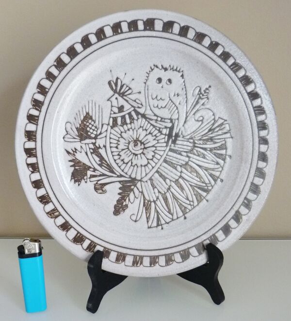 Assiette céramique d'art émaillée, signé La Tournerie, années 60/70