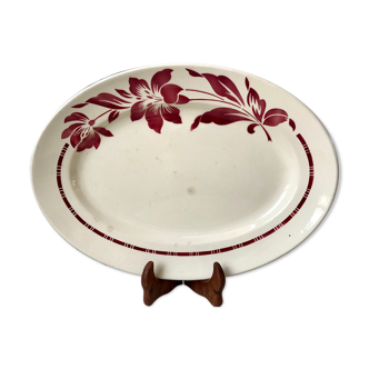 Large oval dish Badonviller model "Flora" years 30-40