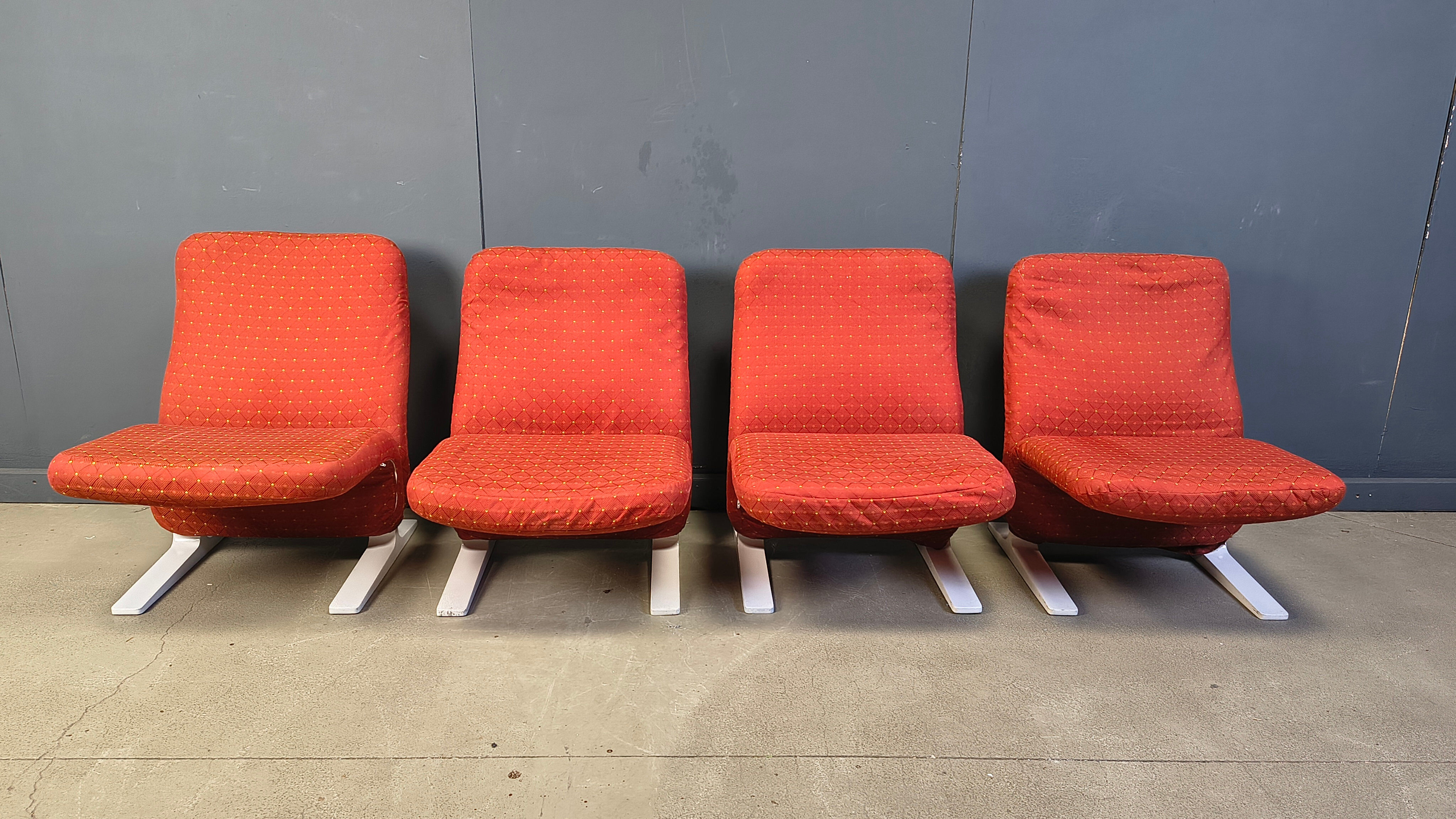 Fauteuils Concorde de Pierre Paulin, ensemble de 4, années 1960.